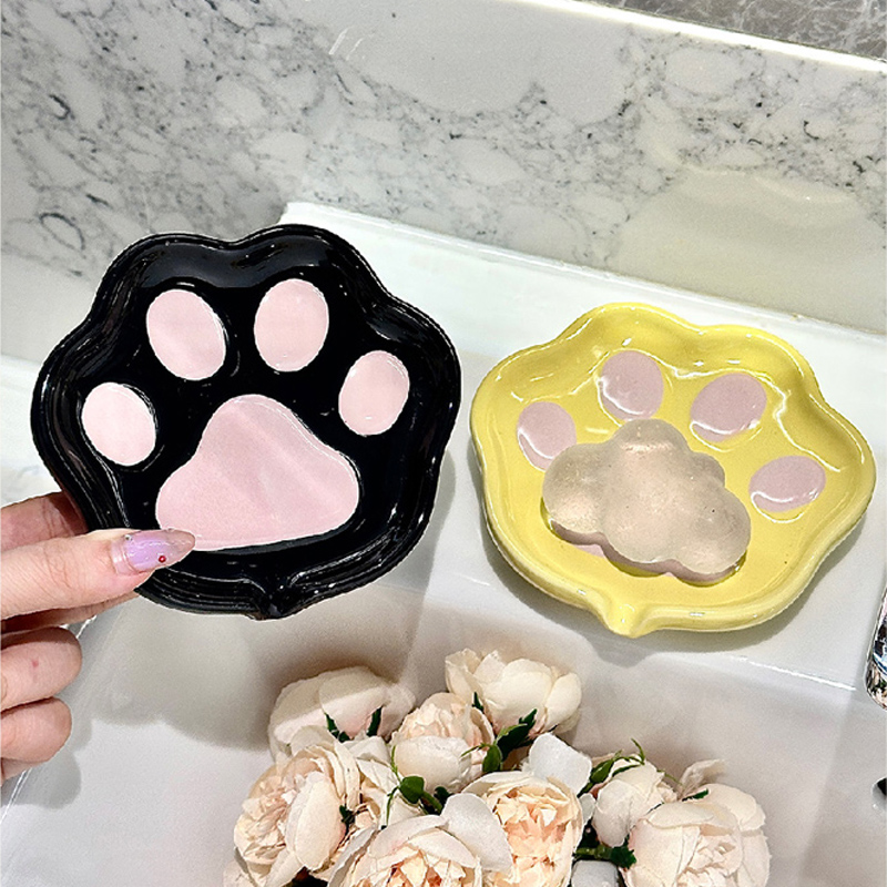 Home Cooking Recipes - 1pc Cute Ceramic Cat Claw Soap