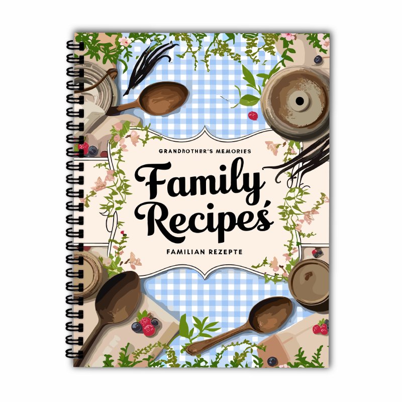 A5 Recipe Book, Blue Grid, Vin - Home Cooking Cookbook 评论和价格
